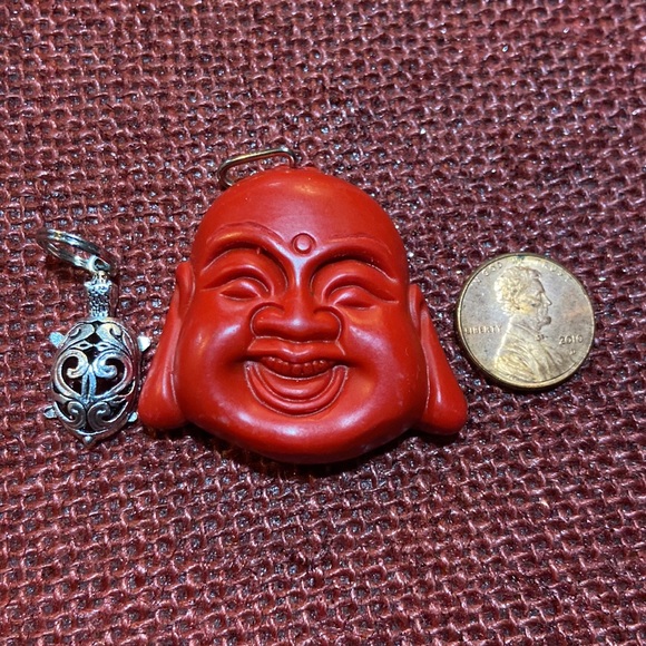- 🏮- lucky Buddha carved red cinnabar stone healing Luck abundance tortois… - Picture 10 of 11
